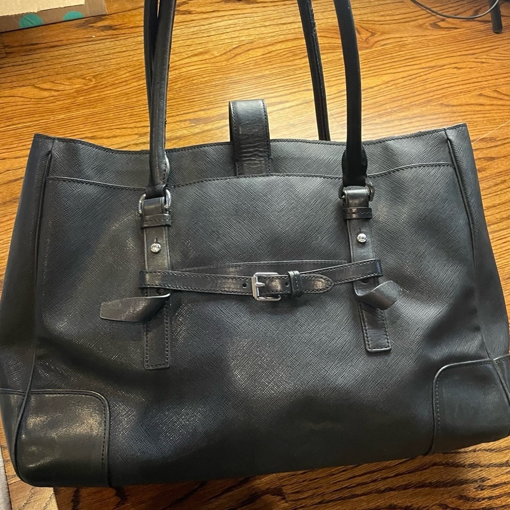 Tumi Black Textured Leather Tote